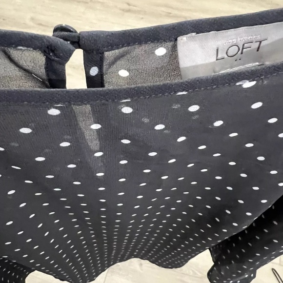 LOFT Polka Dot Sheer Top 3/4 Sleeve Top Gray Size Medium - Picture 7 of 9